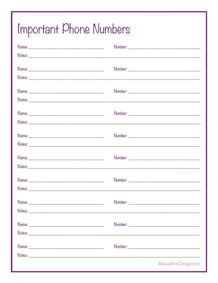 Important Contacts and Phone Numbers Printable Instant PDF - Etsy