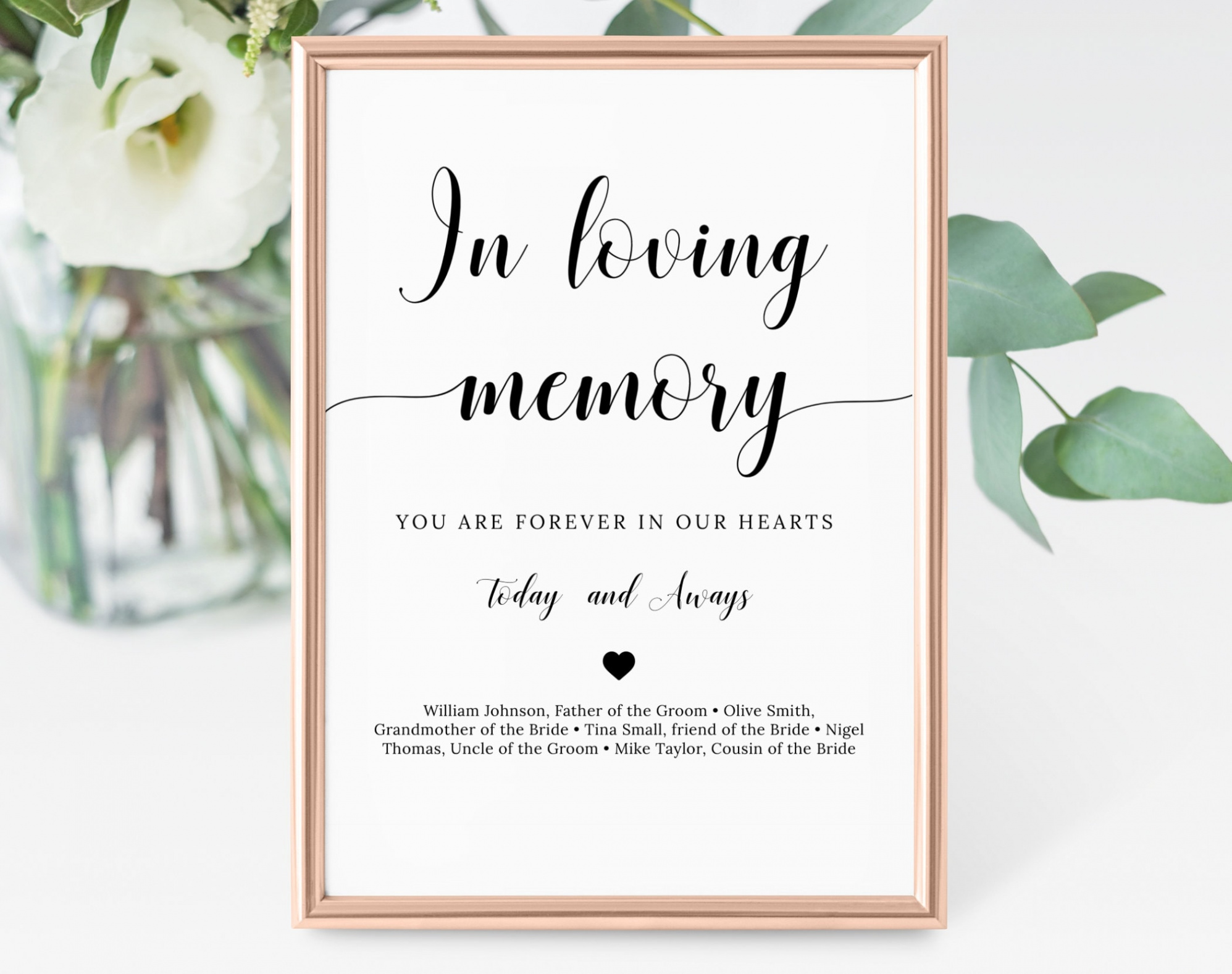 In Loving Memory Sign Template in Memory Sign Instant Download