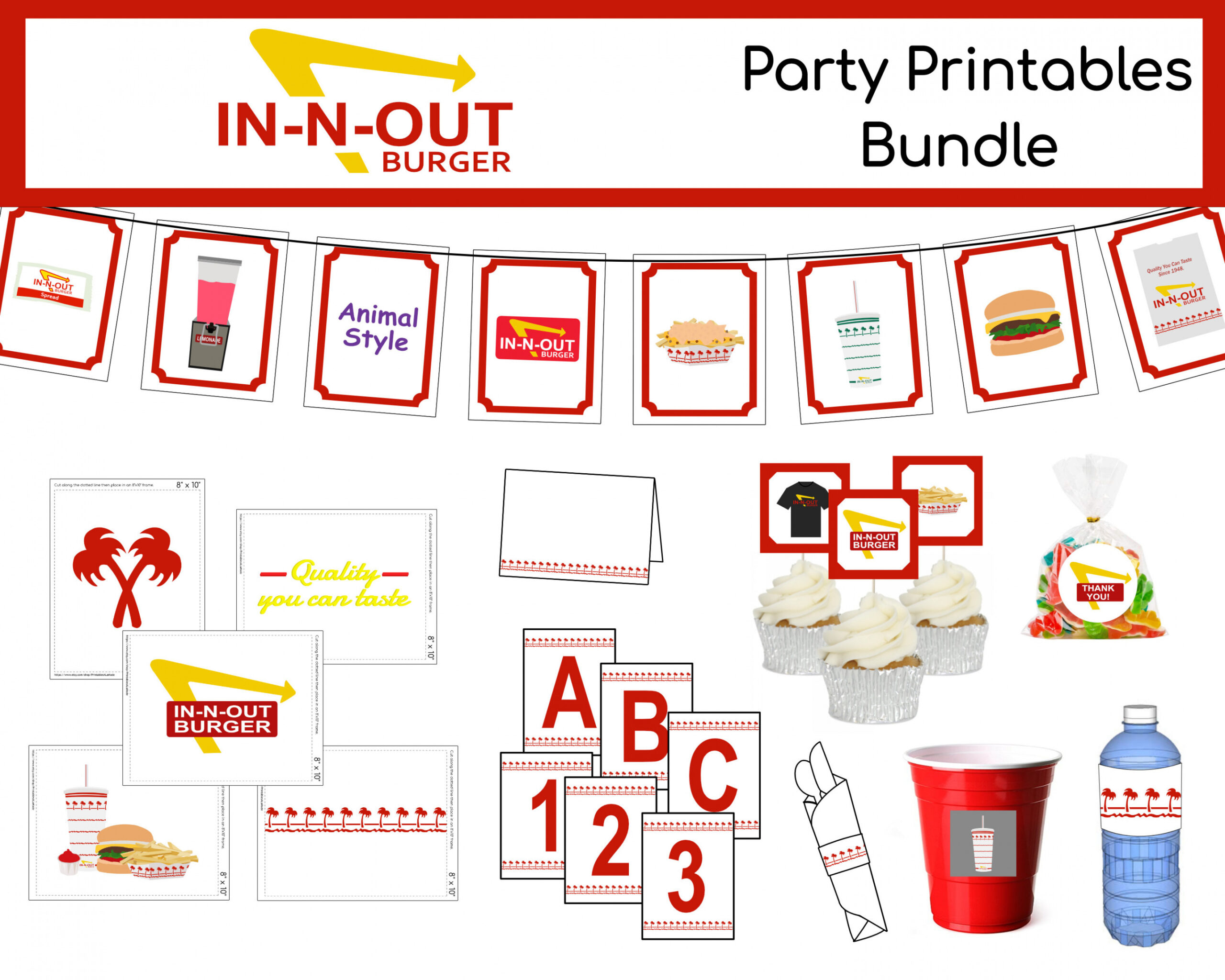 In-n-out Party Pack Printables Bundle Digital Files Only - Etsy