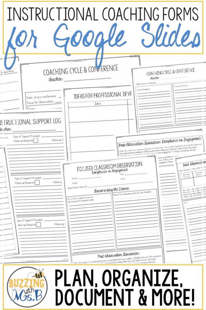 Instructional Coaching Forms: Editable PDFs and Google Slides