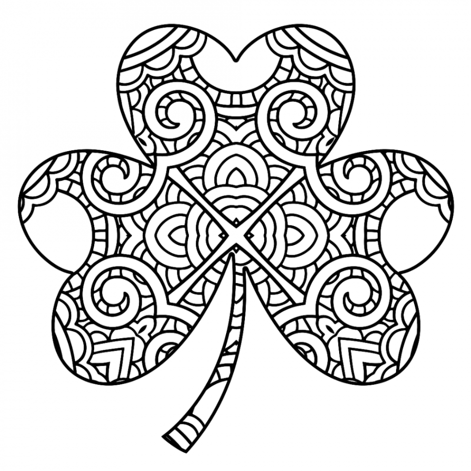 Intricate Shamrock Coloring Page - ScribbleFun  Coloring pages