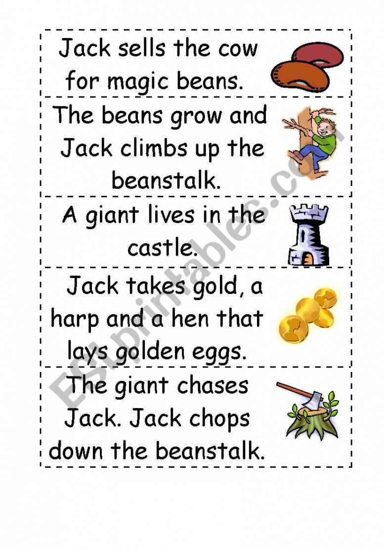 Jack and the beanstalk story word order - ESL worksheet by wimbles