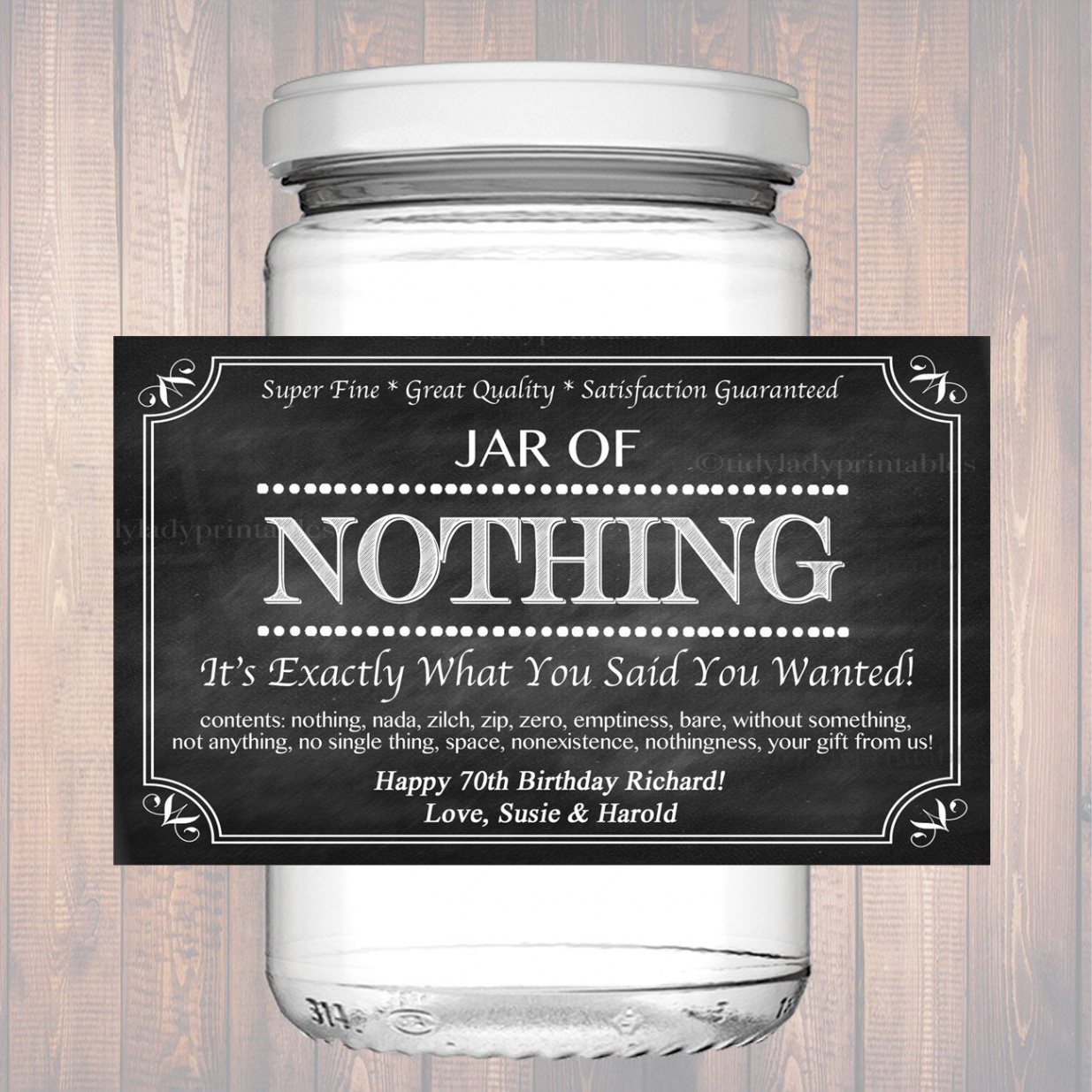 Jar of Nothing - Printable Gift Labels  TidyLady Printables