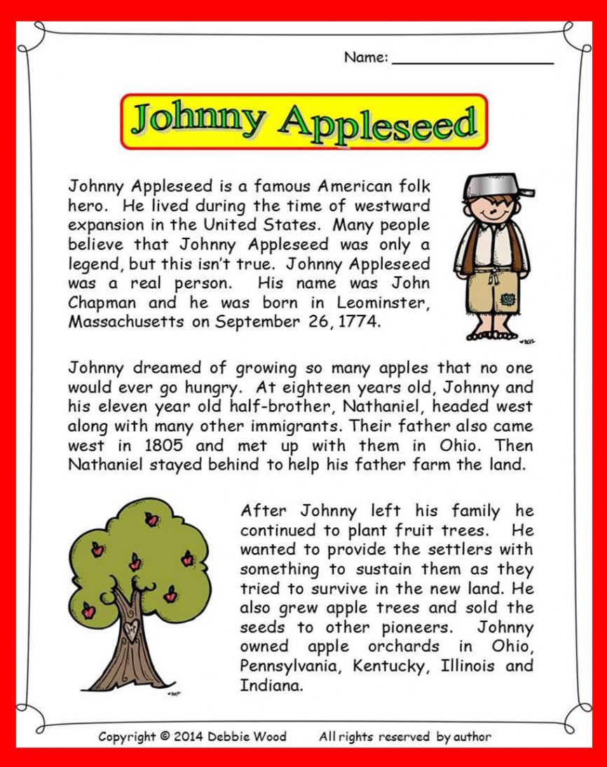 Johnny Appleseed Reading Comprehension - ESL Activities  Johnny