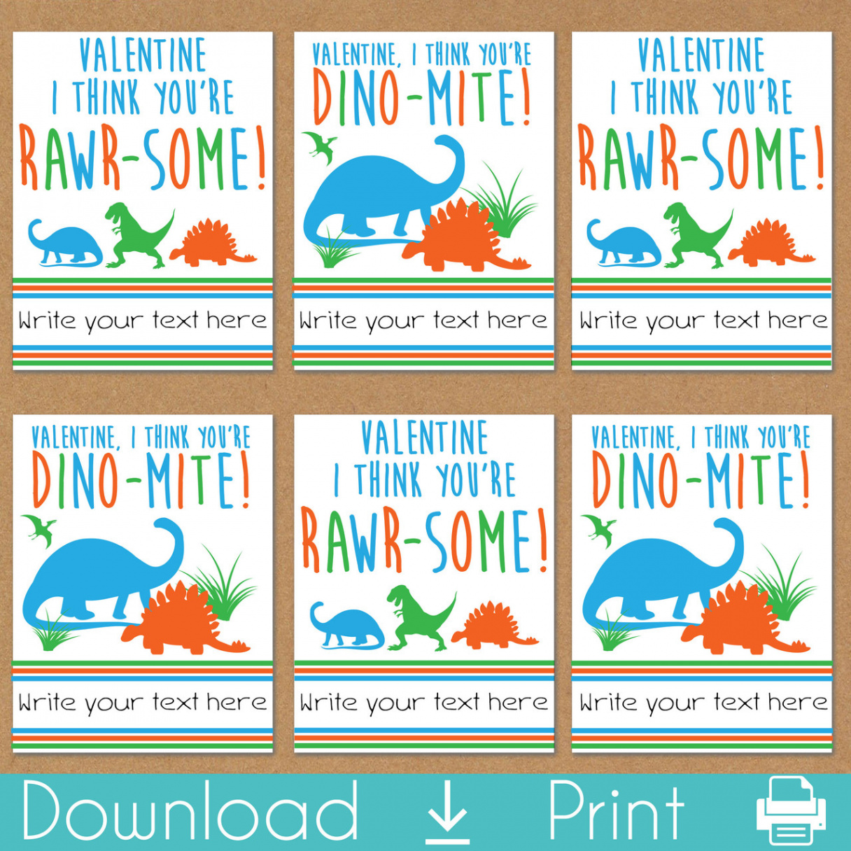 Jurassic Dinosaur Printable Valentine