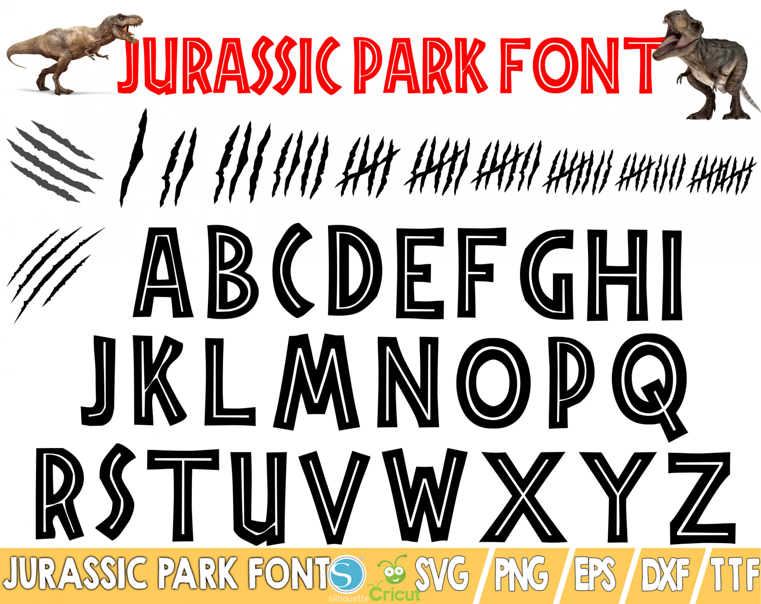 Jurrassic Park Font Svg Files TTF Install Jurrassic Park - Etsy