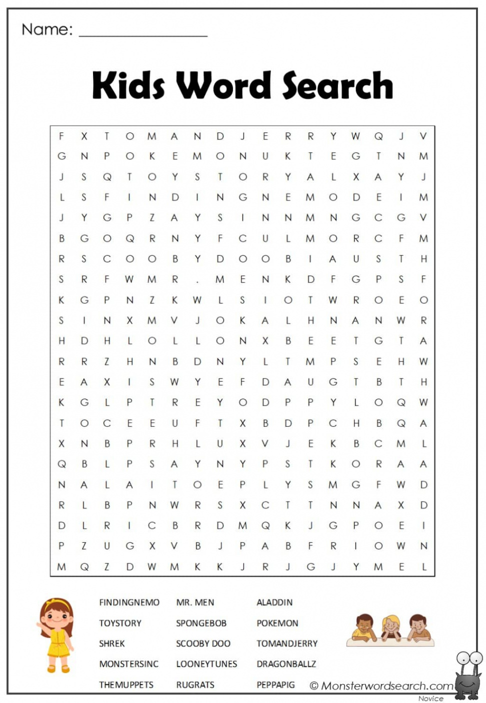 kids word search - Monster Word Search