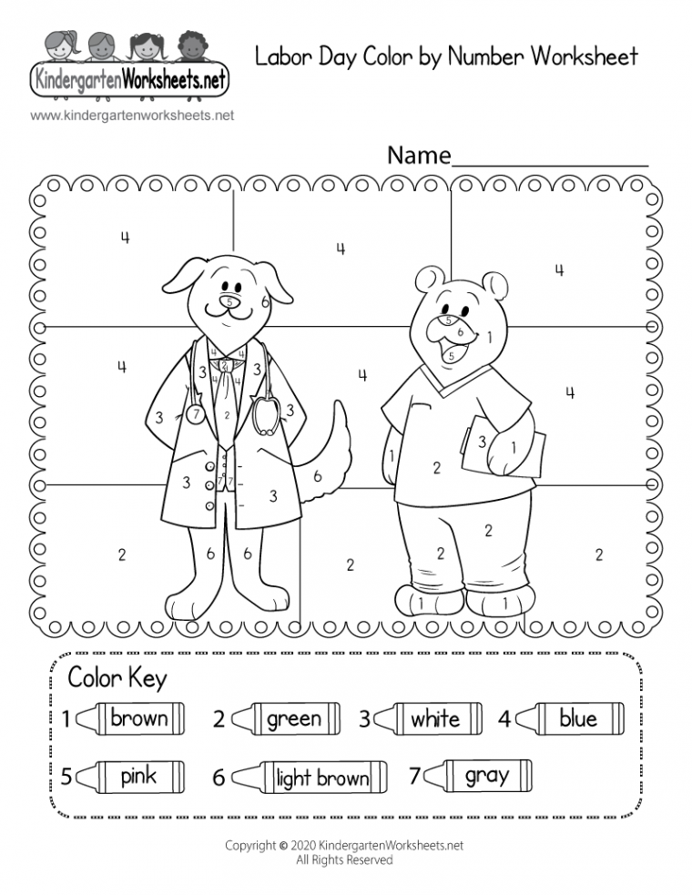 Labor Day Color by Number Worksheet - Free Printable, Digital, & PDF