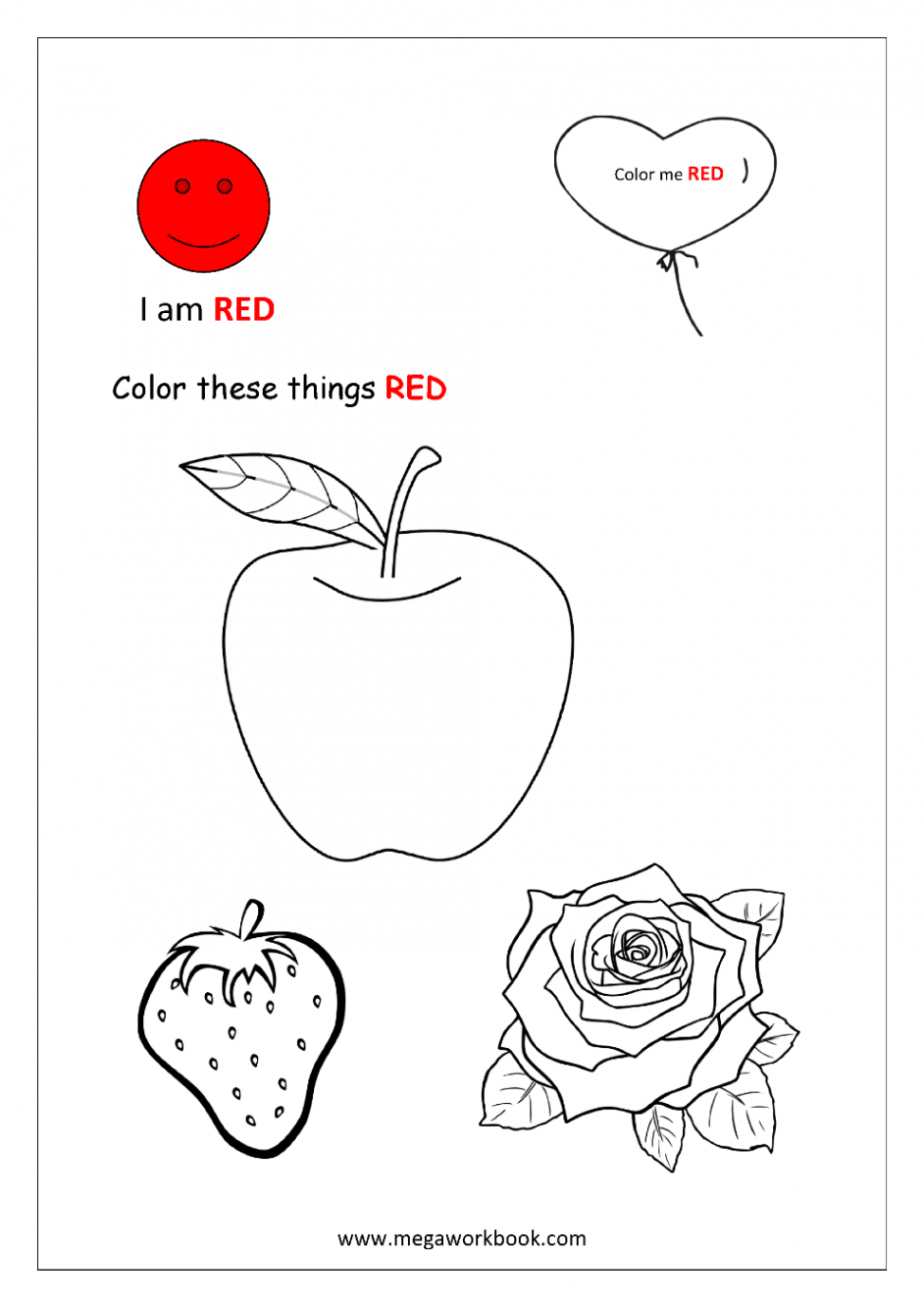 Learn Colors - Red Coloring Pages - Blue Coloring Pages - Yellow