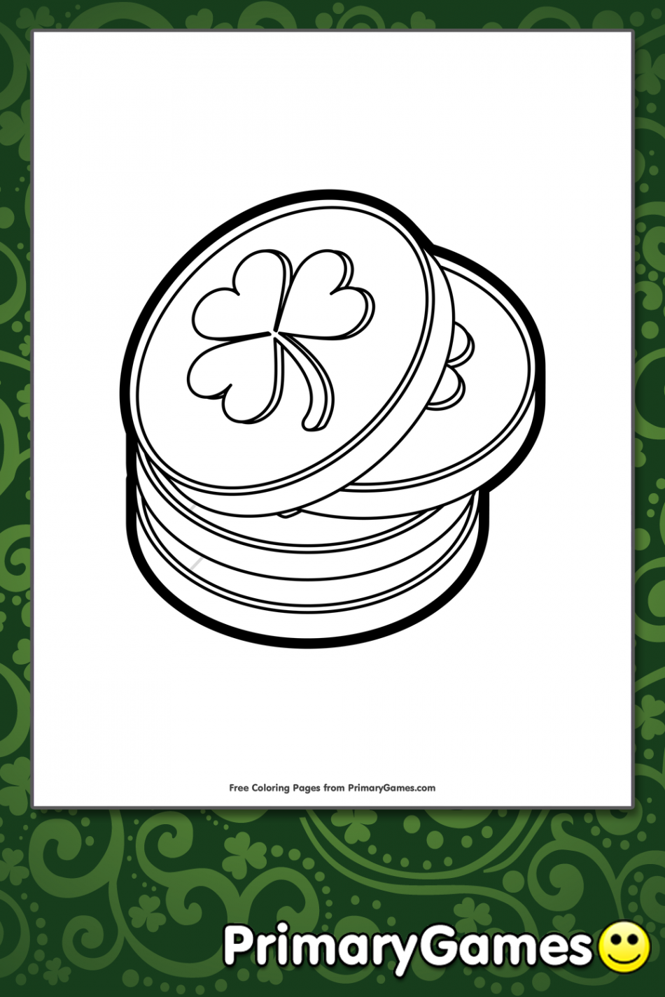 Leprechaun Gold Coins Coloring Page • FREE Printable PDF from