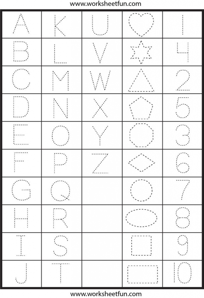 Letters, Numbers And Shapes Tracing Worksheets  School worksheets