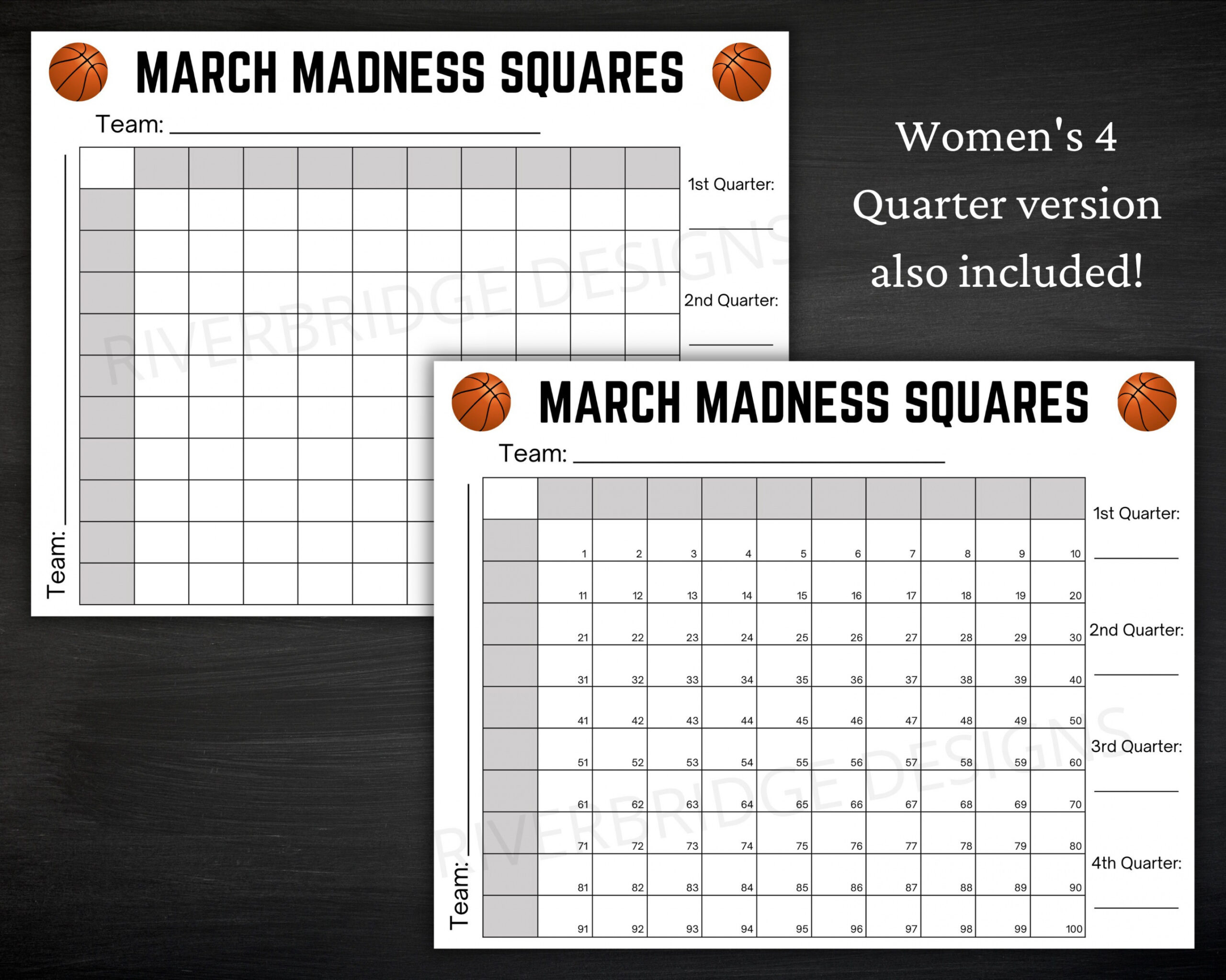 March Madness Squares Printable March Madness Game NCAA - Etsy