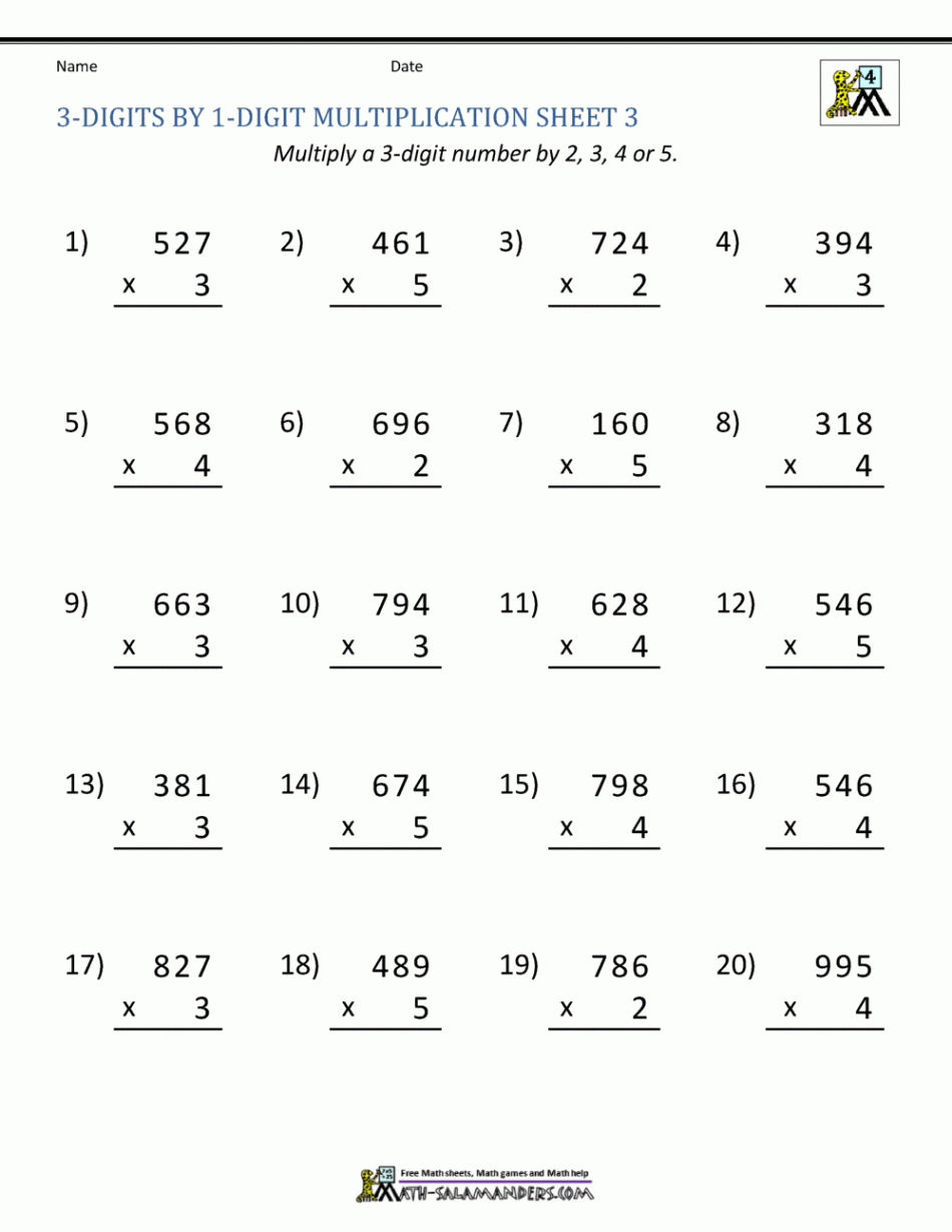 Math Multiplication Worksheets th Grade