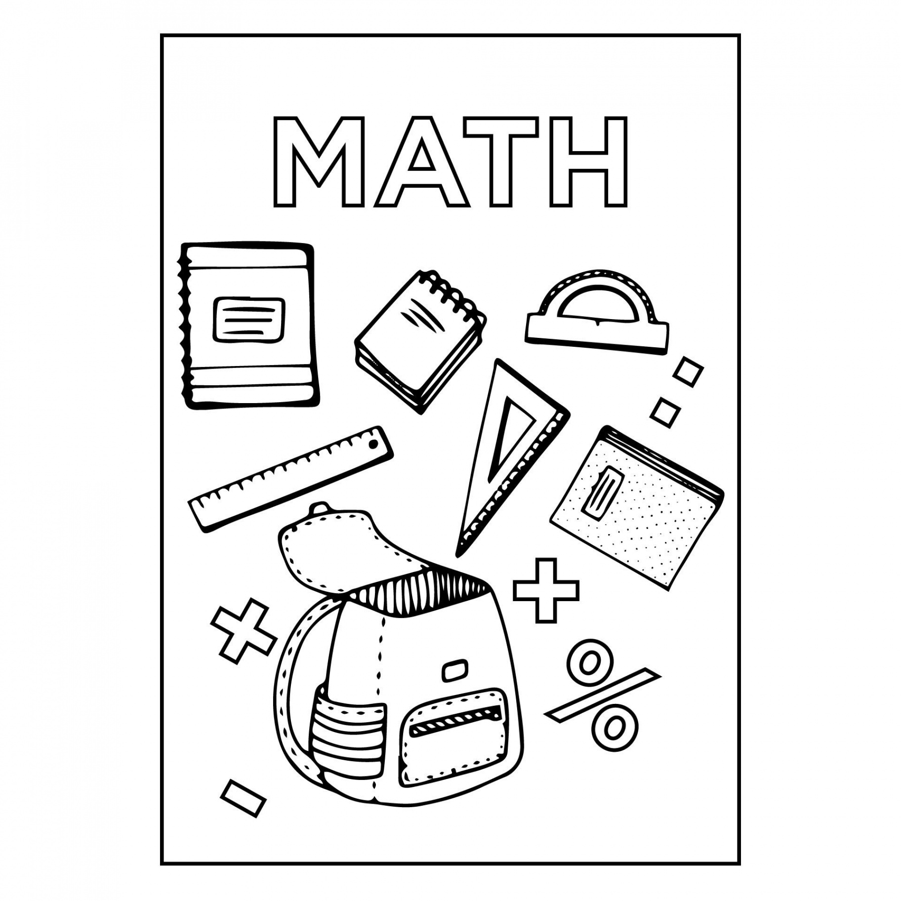 Math Notebook Cover Coloring Page  Math binder cover, Math binder