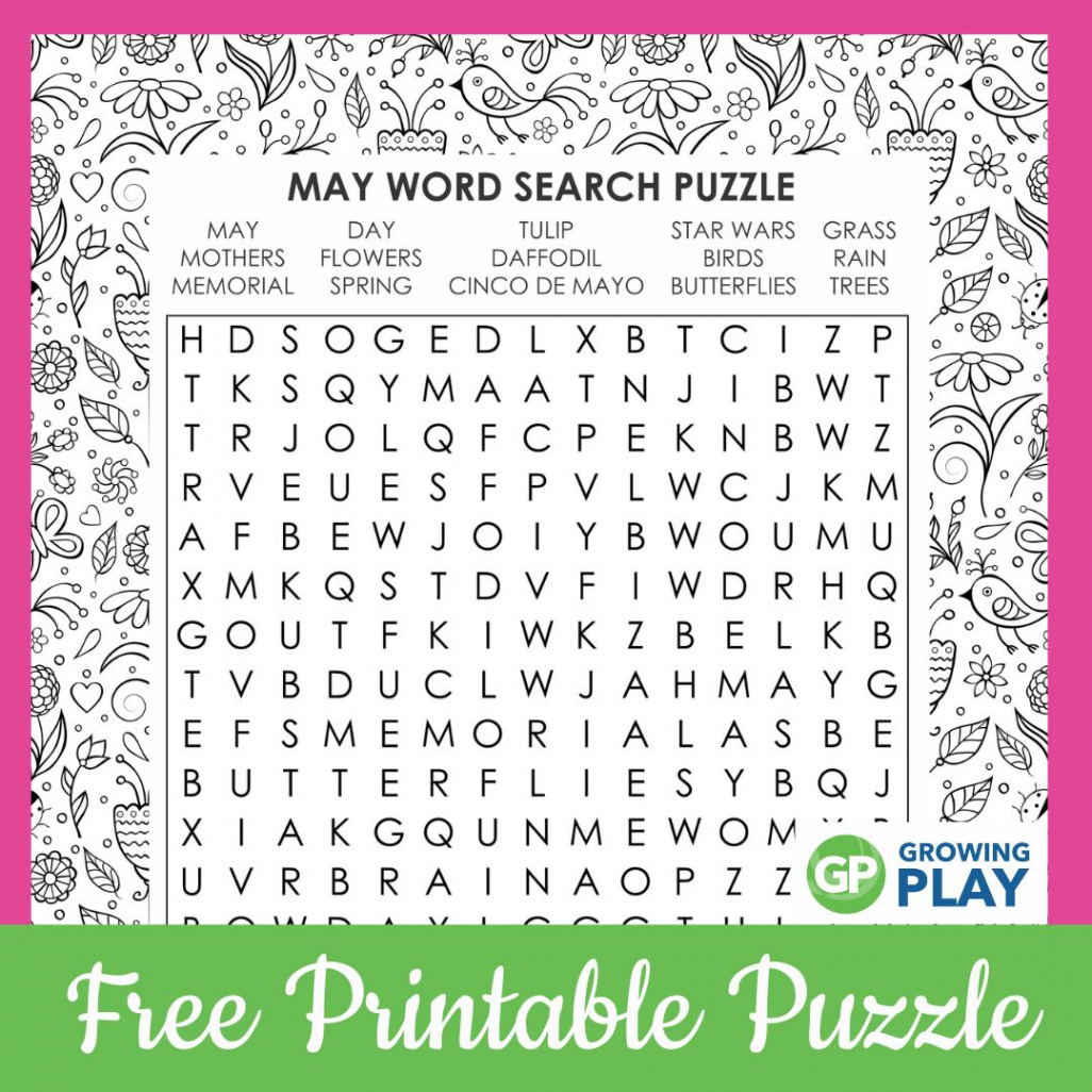 May Word Search Printable Free - Growing Play