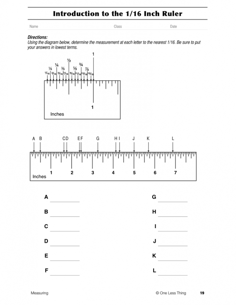 Measuring, One Step Worksheet Downloads - One Less Thing