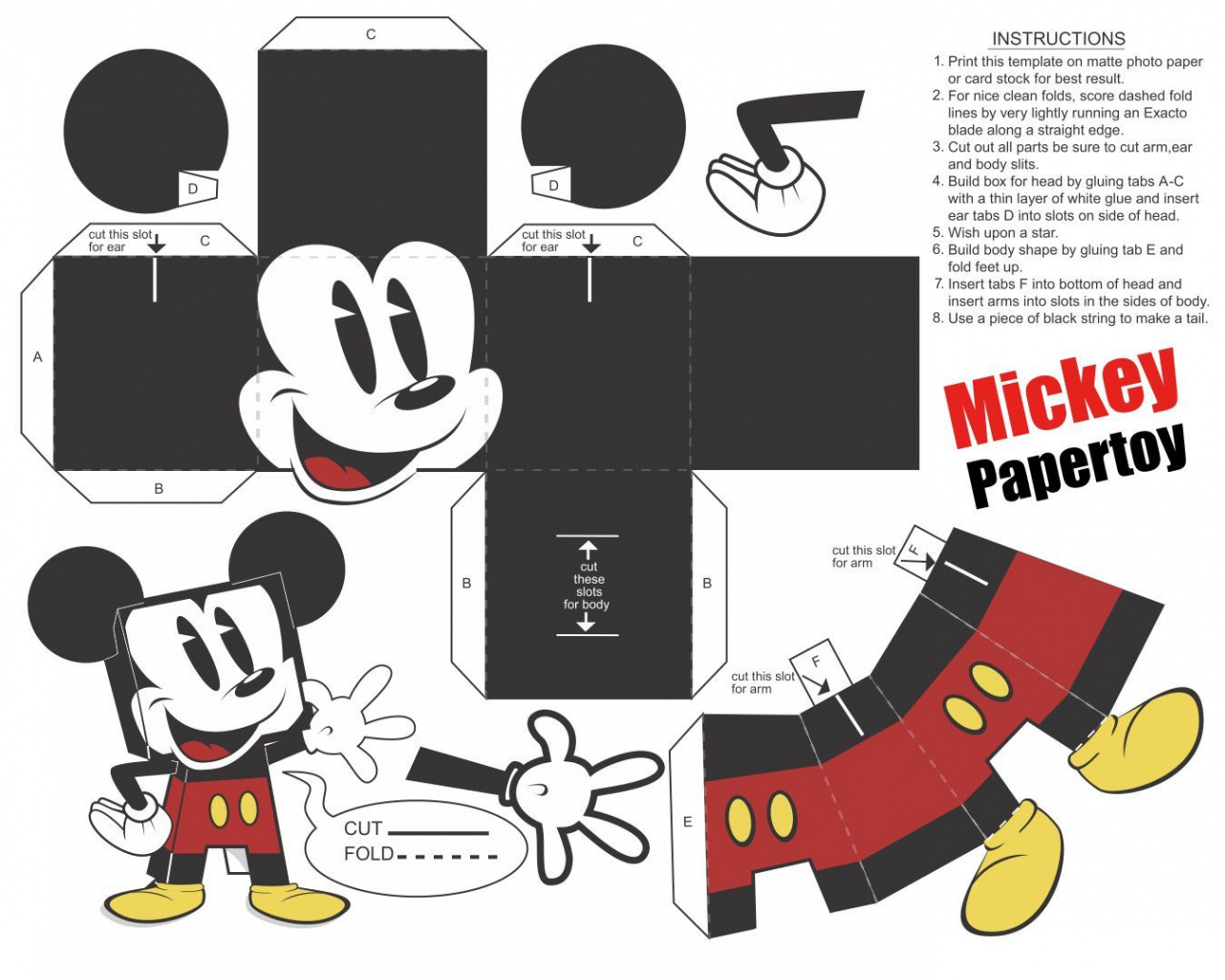 Mickey Mouse D Printable Paper Template  Mickey mouse printables