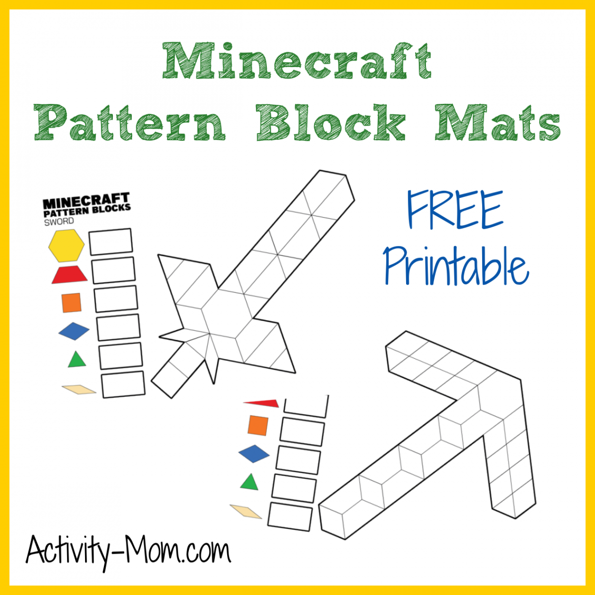 Minecraft Pattern Block Mats (free) - The Activity Mom