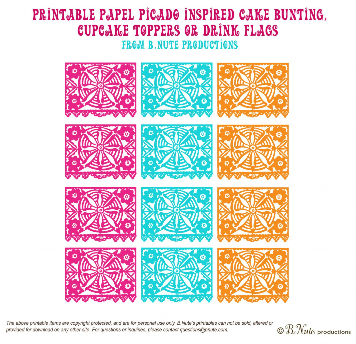 mini flags for place settings or to go in drinks  Papel picado