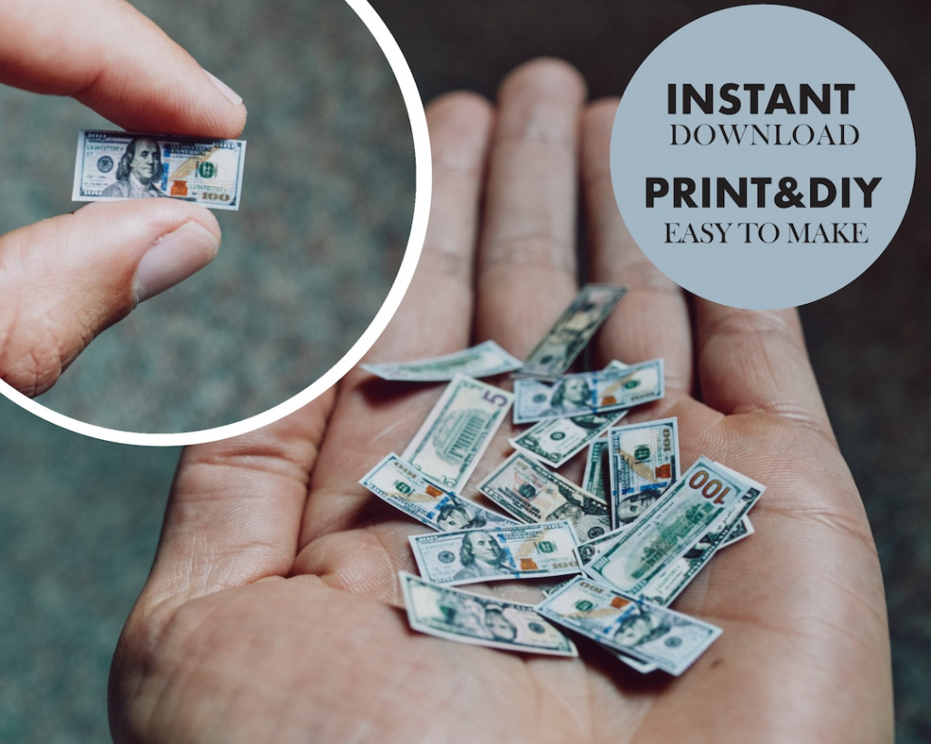 Miniature Money US Dollar Bills Printable Play Money for - Etsy