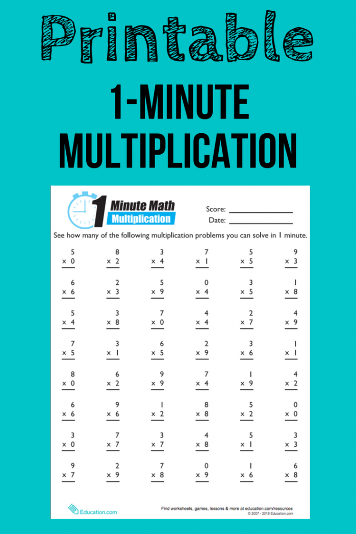 -Minute Multiplication  Interactive Worksheet  Education