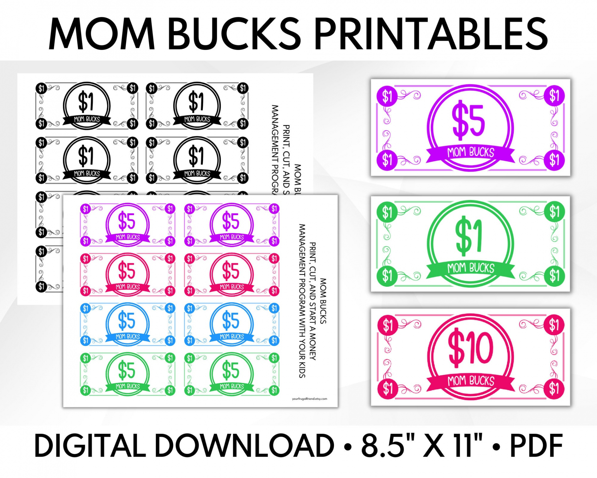 Mom Bucks Printable Behavior Bucks Chore Bucks Reward - Etsy Denmark