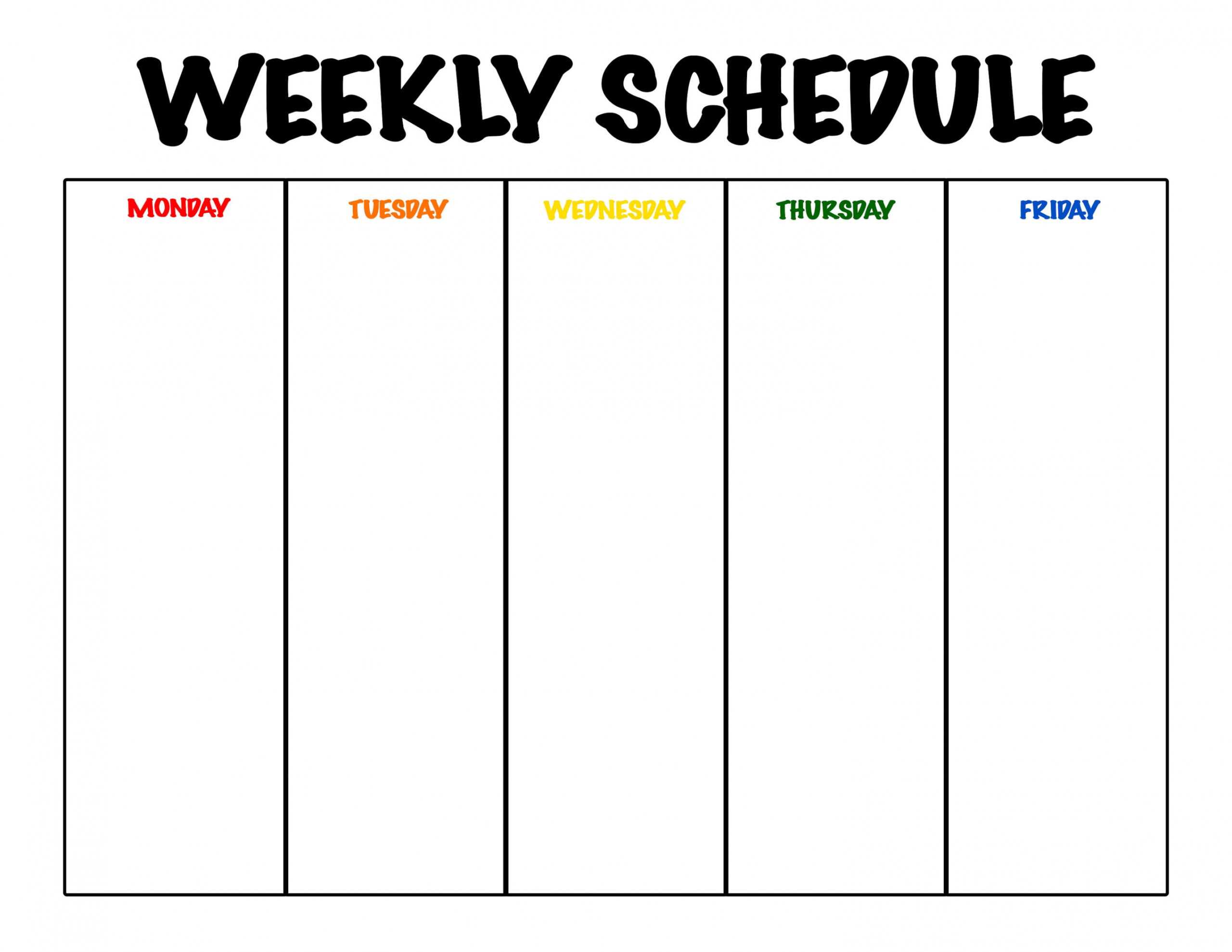 Monday Friday Weekly Schedule PRINTABLE Homeschool - Etsy