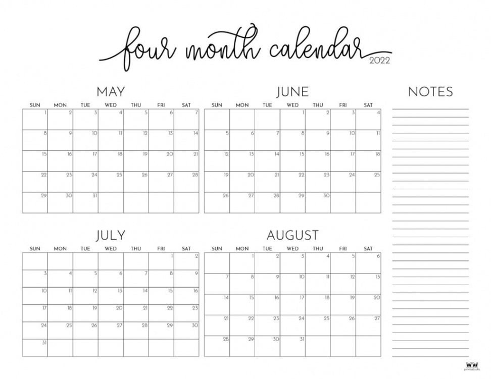 Month Calendars -  FREE Printables  Printabulls