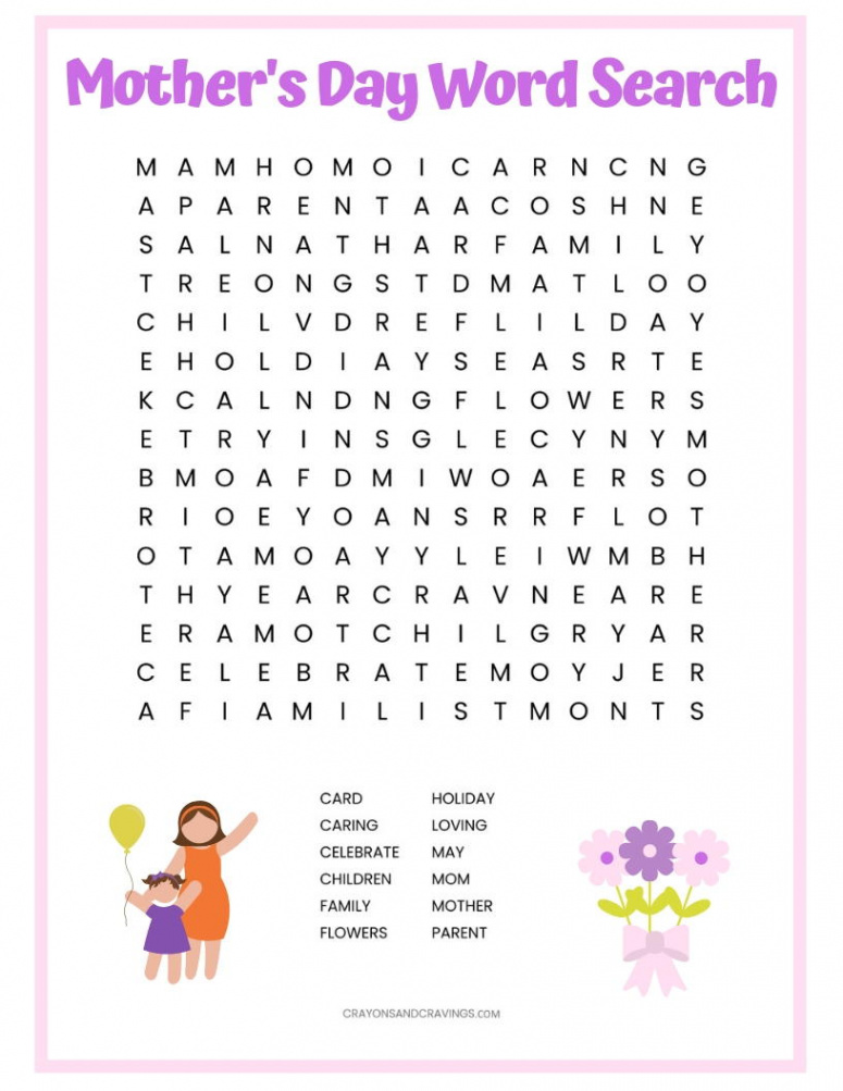 Mothers Day Word Search Printable  AllFreePaperCrafts