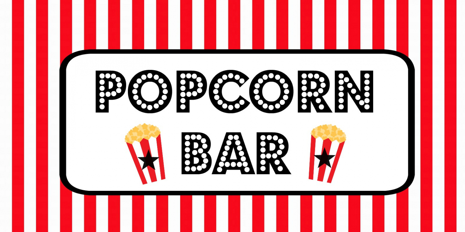 Movie Night Party “Popcorn Bar”- Free Printable Food Labels