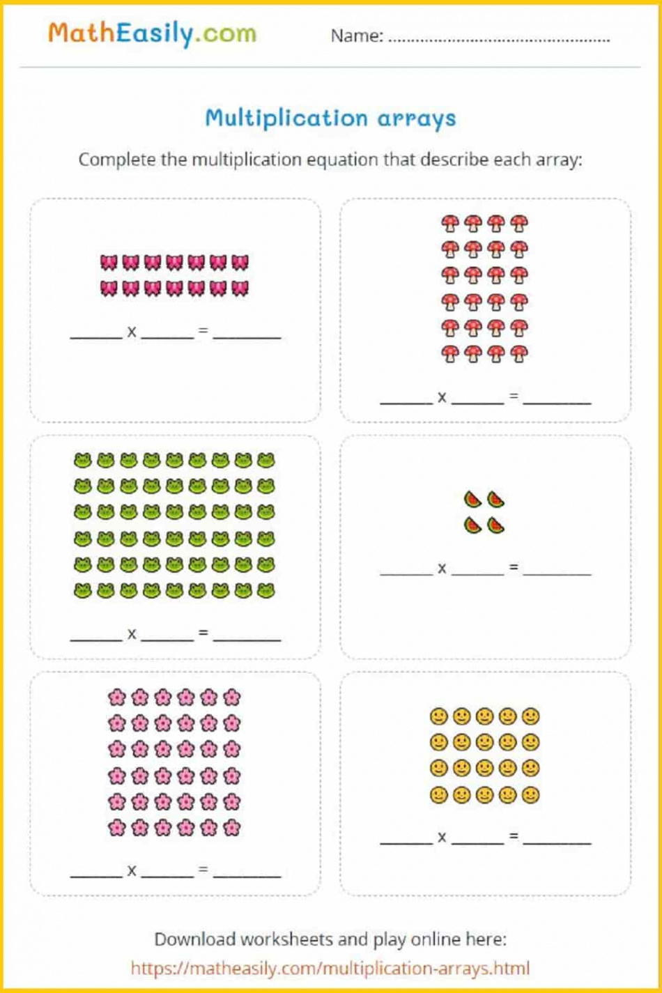 Multiplication Arrays Games ONLINE + Worksheets