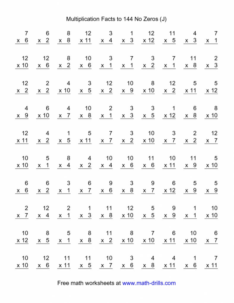 Multiplication Worksheets Grade  -2  Multiplication facts