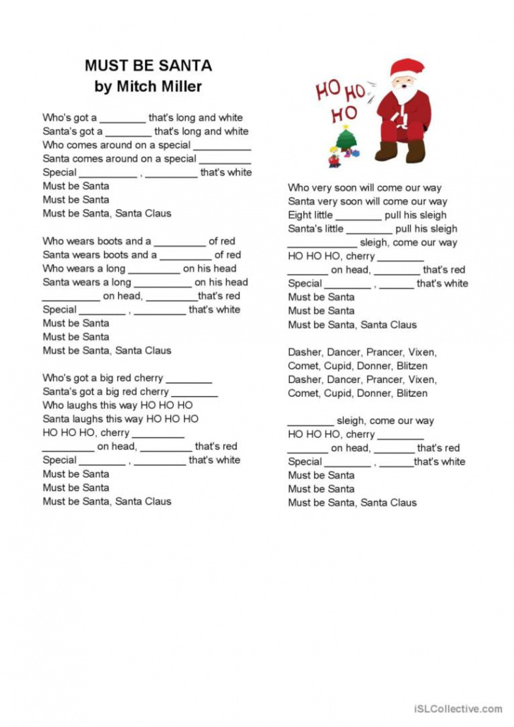 Must Be Santa - song worksheet song: English ESL worksheets pdf & doc