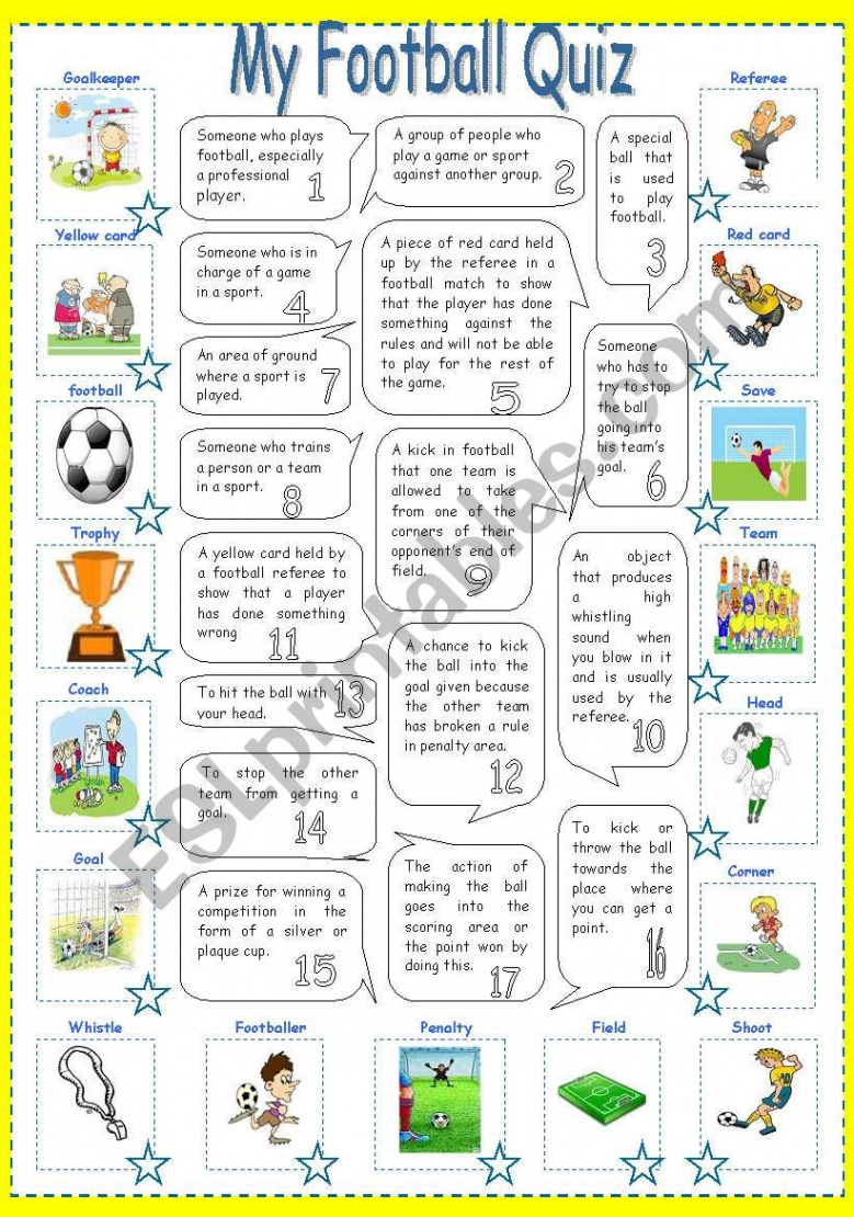 My football quiz - ESL worksheet by Mouna mch