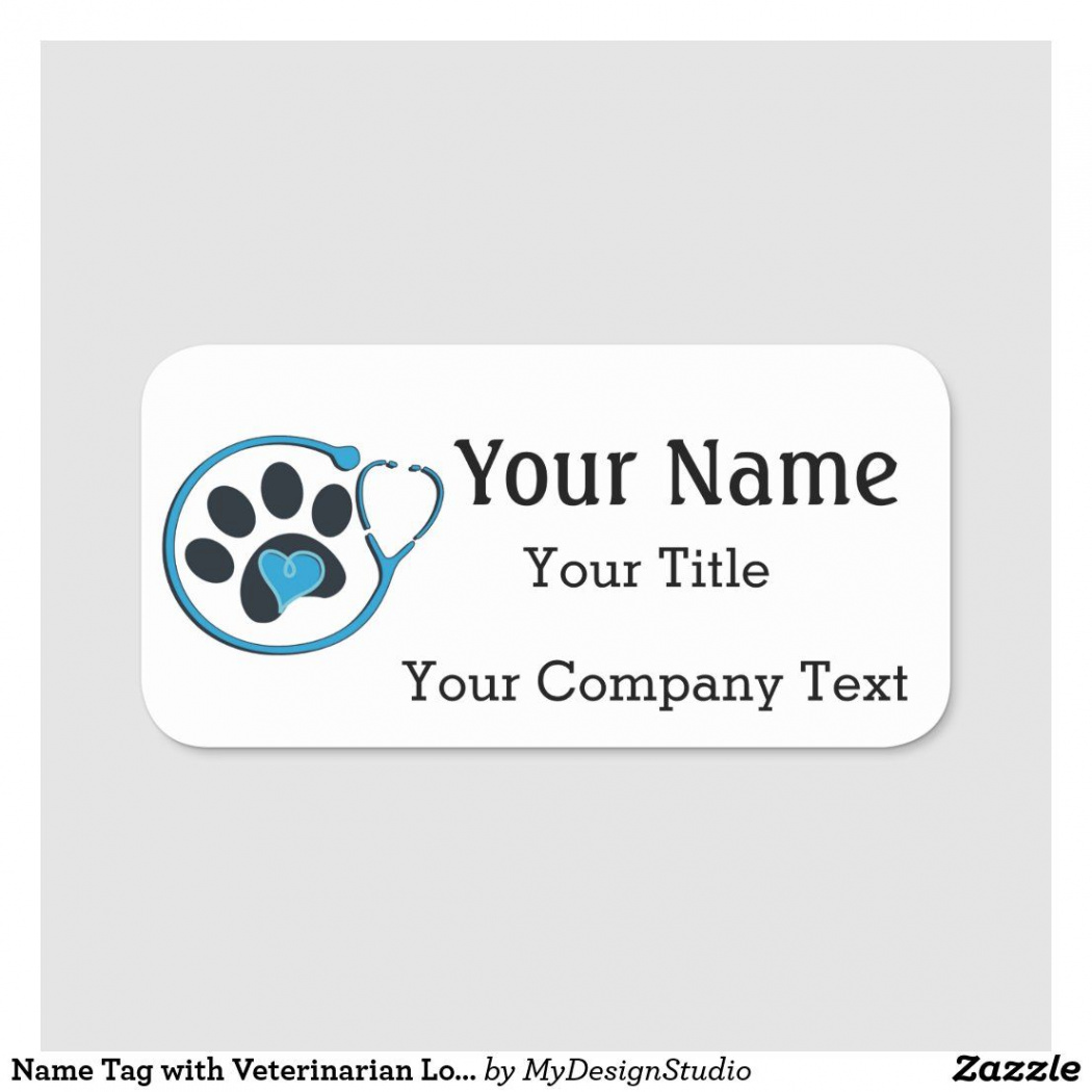 Name Tag with Veterinarian Logo Custom Text Badge  Zazzle  Name