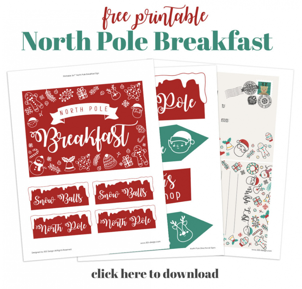 North Pole Breakfast  – Free Elf on the Shelf Printables –