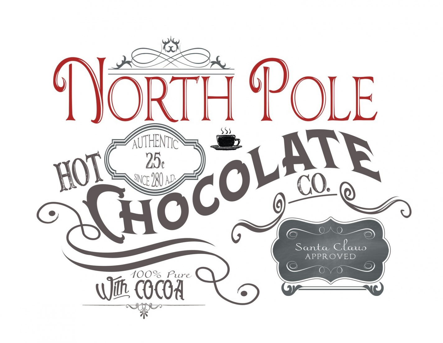 North Pole Hot Chocolate Free Printable (Hot Chocolate Bar) -