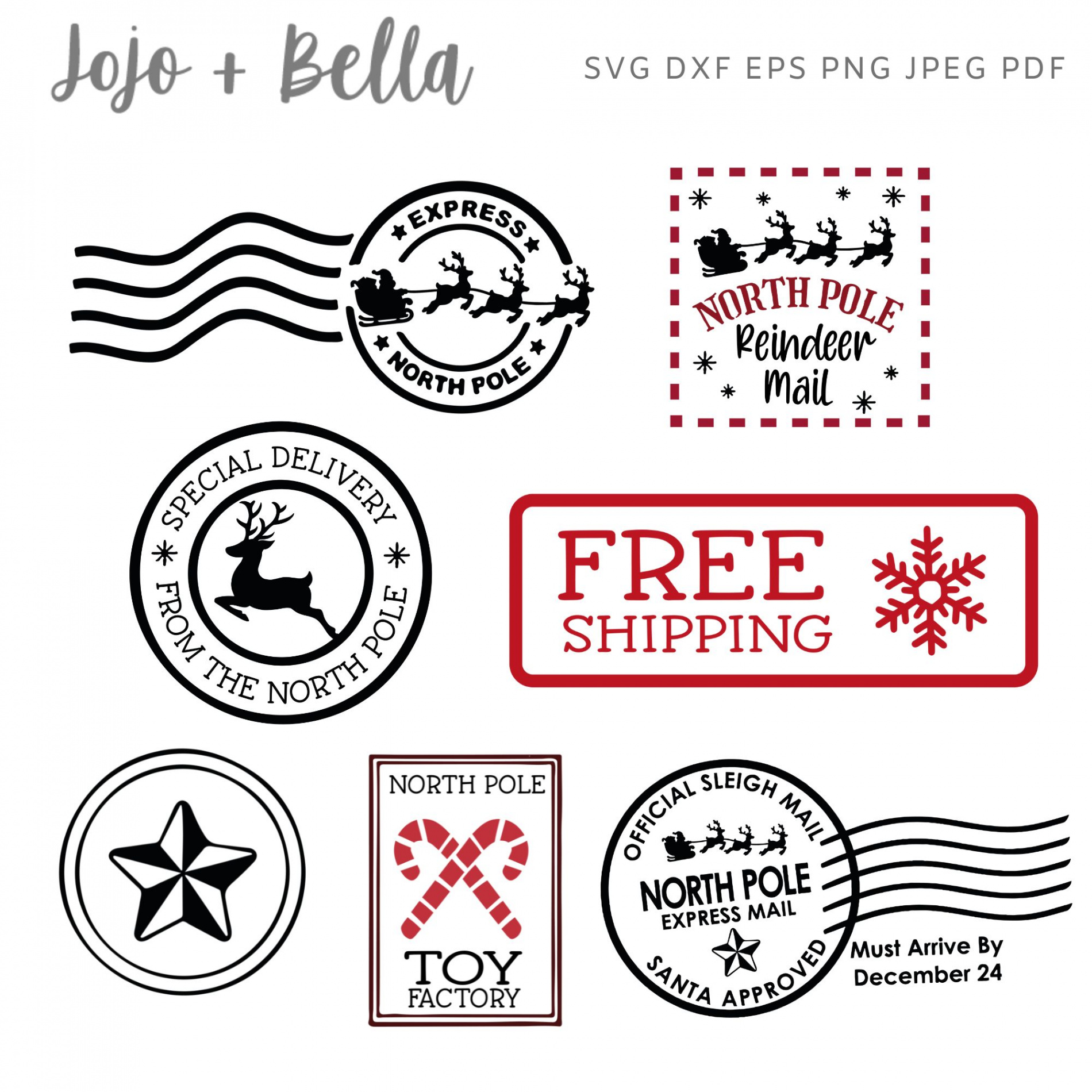 North Pole Stamps SVG • Svg for Cricut• Jojo & Bella