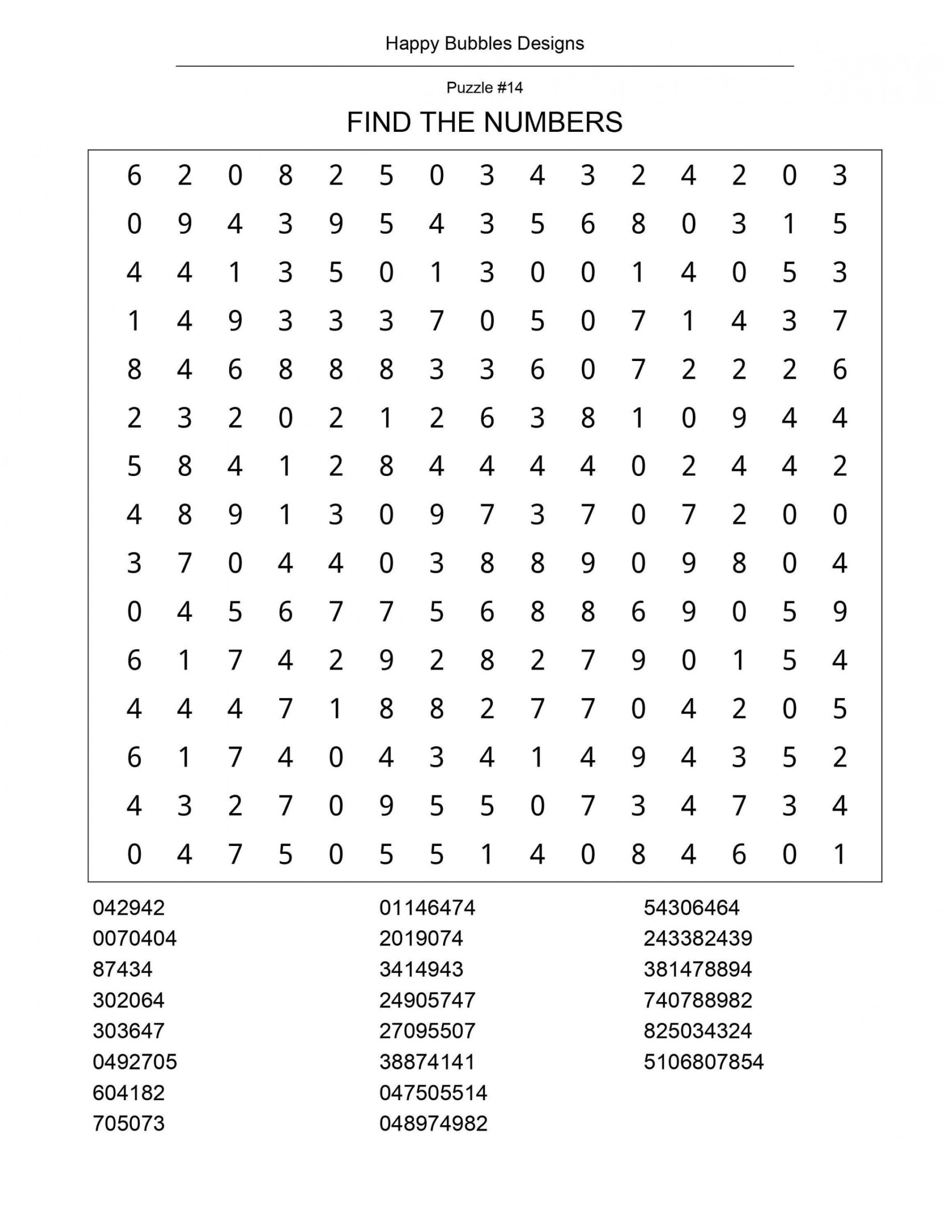 Number Search Puzzles Printable Puzzles Large Print - Etsy