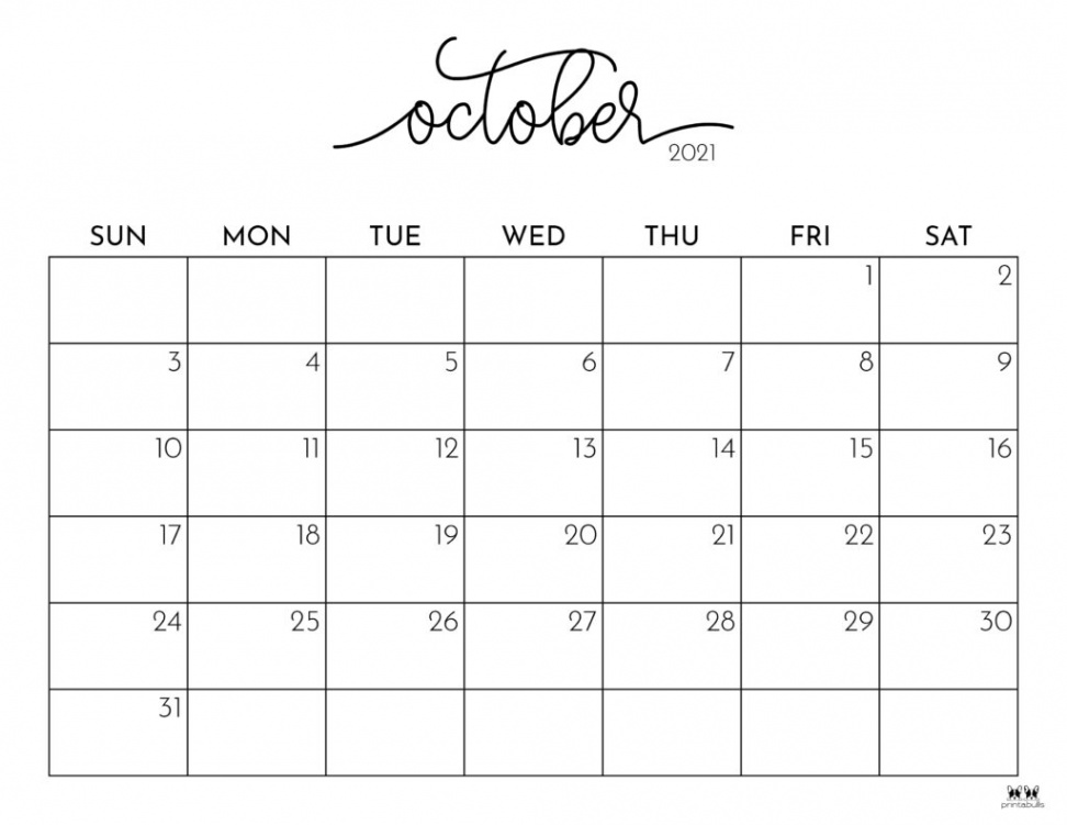 October  Calendars -  FREE Printables  Printabulls