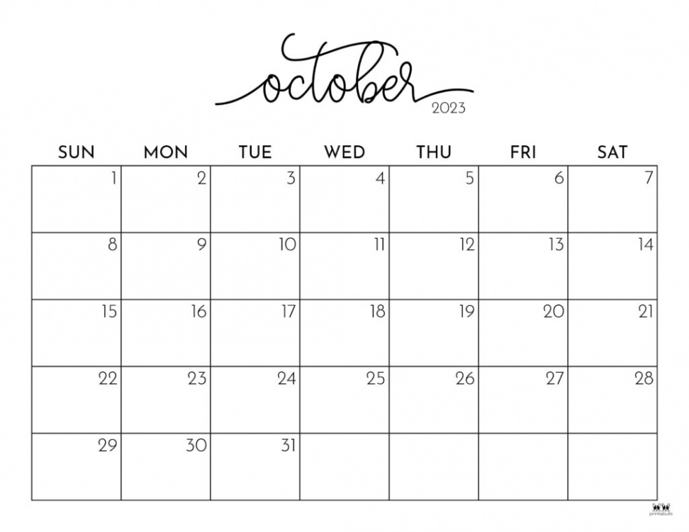 October  Calendars -  FREE Printables  Printabulls