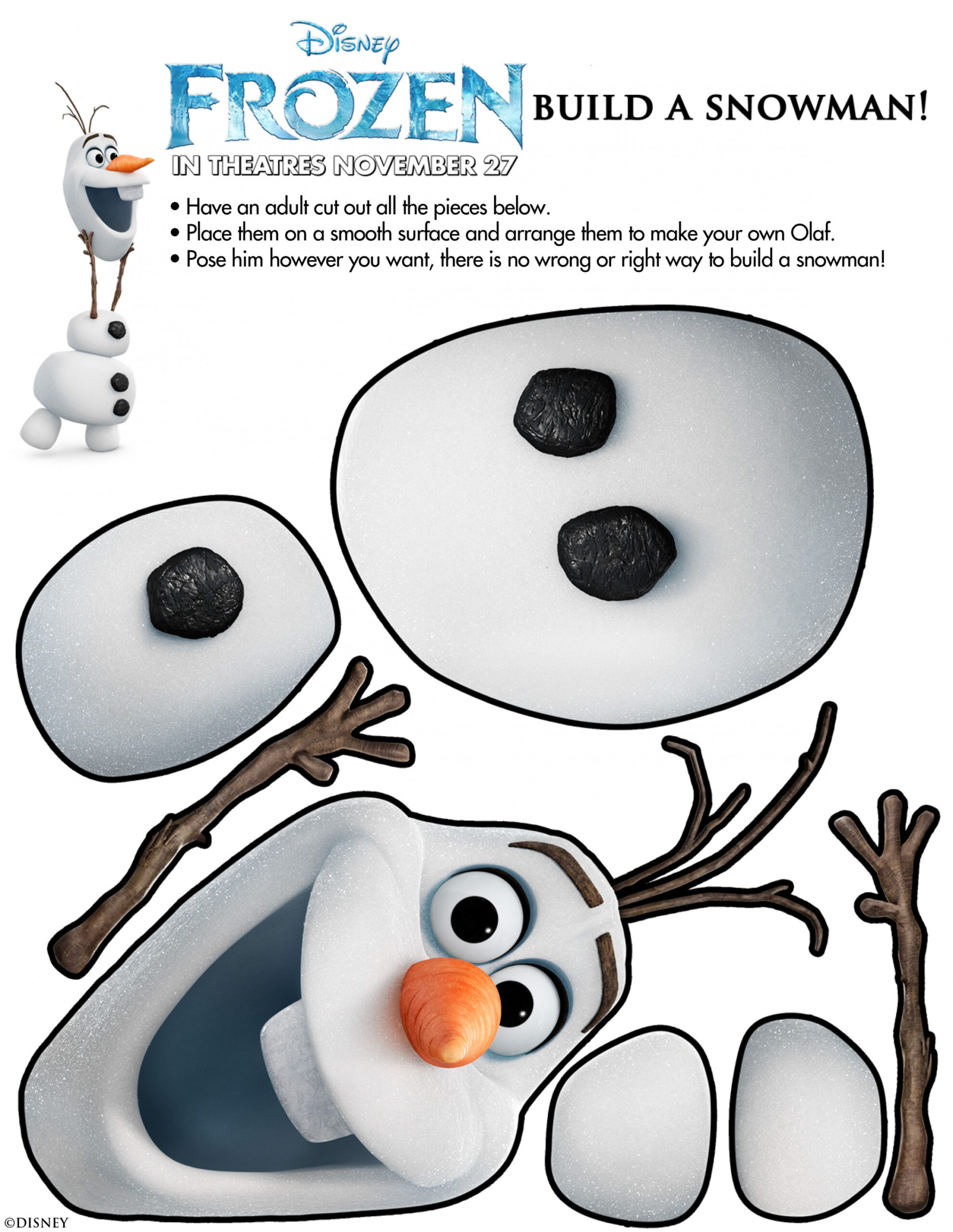 Olaf Printable from Disney Frozen - olaf template for crafts!