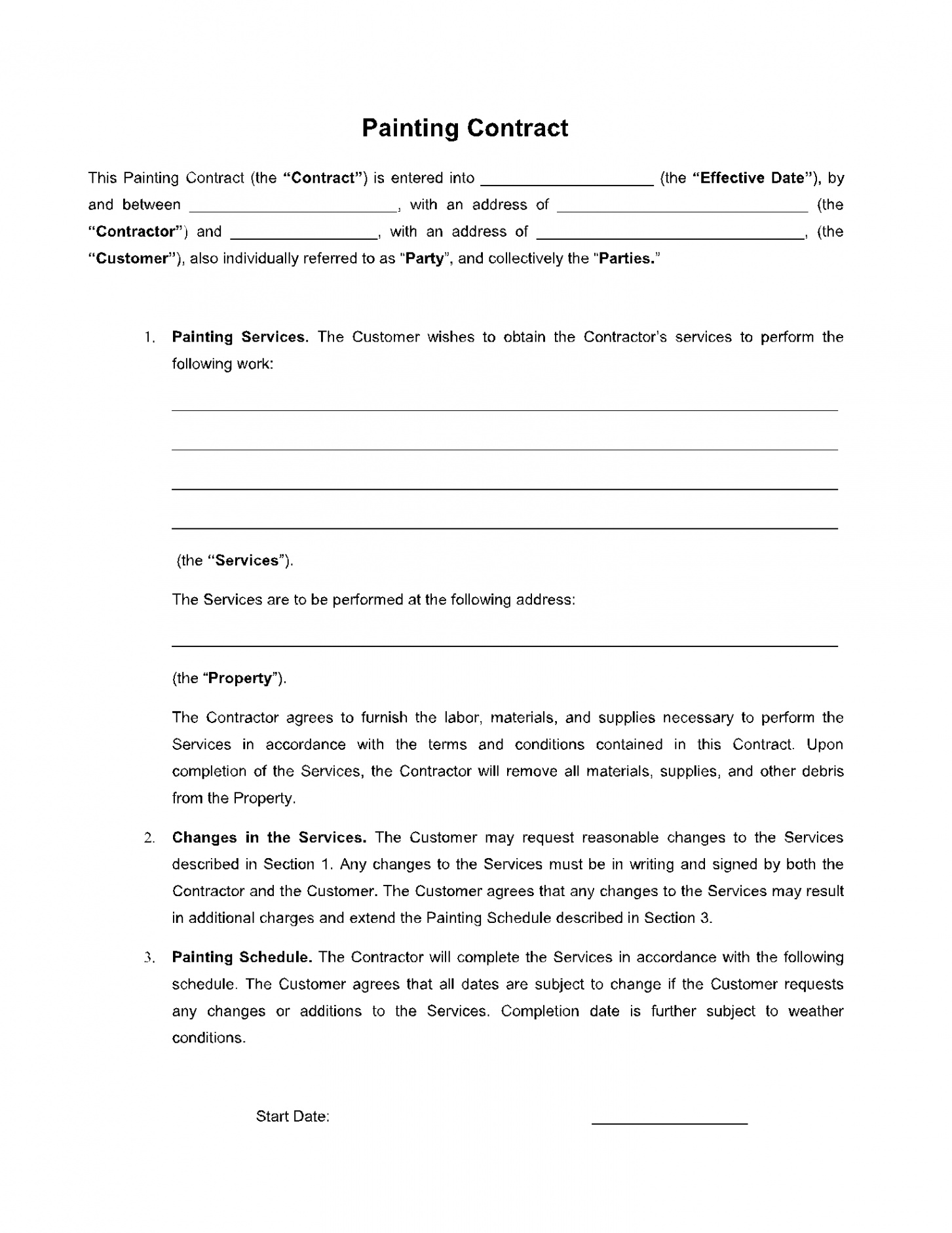 Painting Contract Template in  - Free Sample - CocoSign