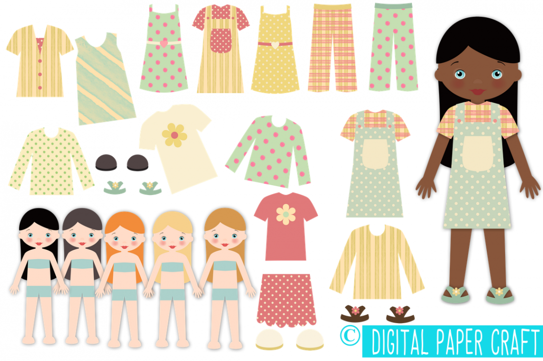 Paper Doll, Digital Paper doll, Cut out doll, Printable doll, Girl