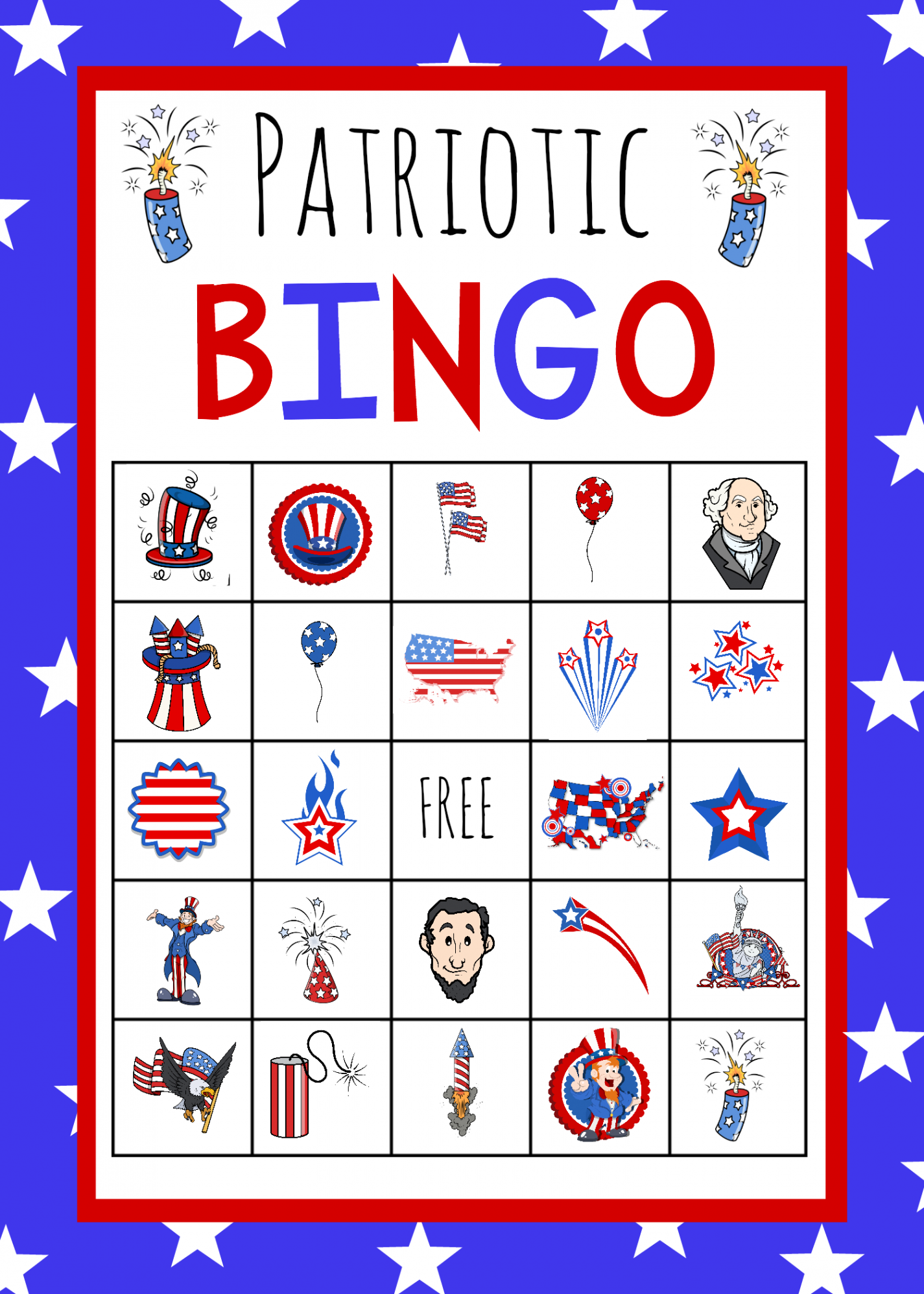 Patriotic th of July Bingo Game to Print