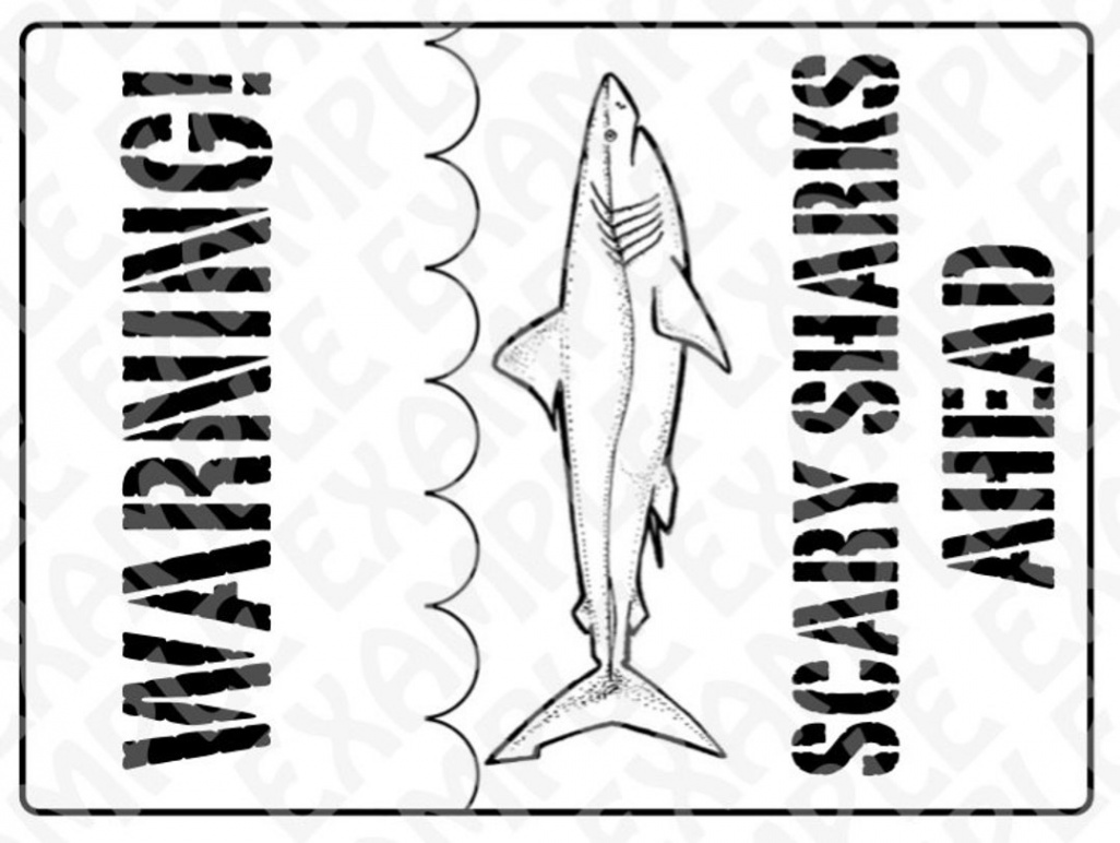 PDF: Shark Party Sign warning Scary Sharks Ahead - Etsy