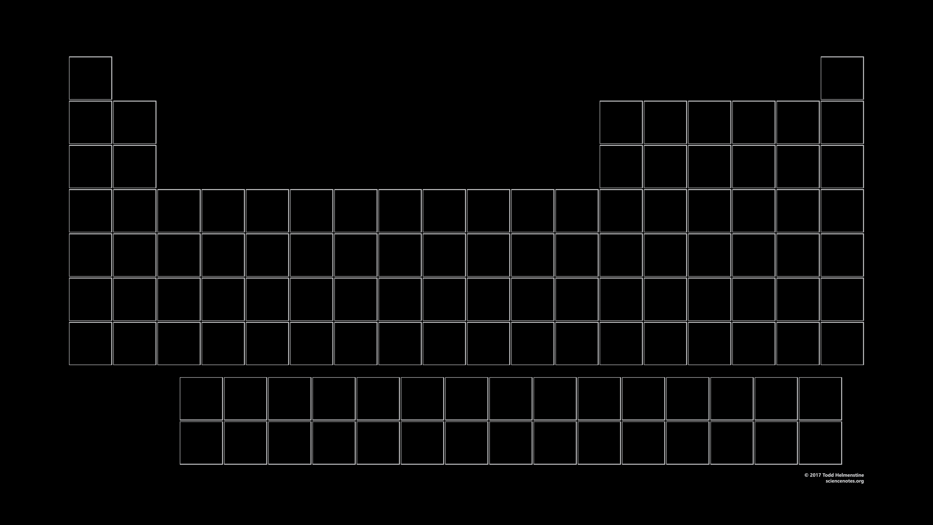 Periodic Table With  Elements - Black and White