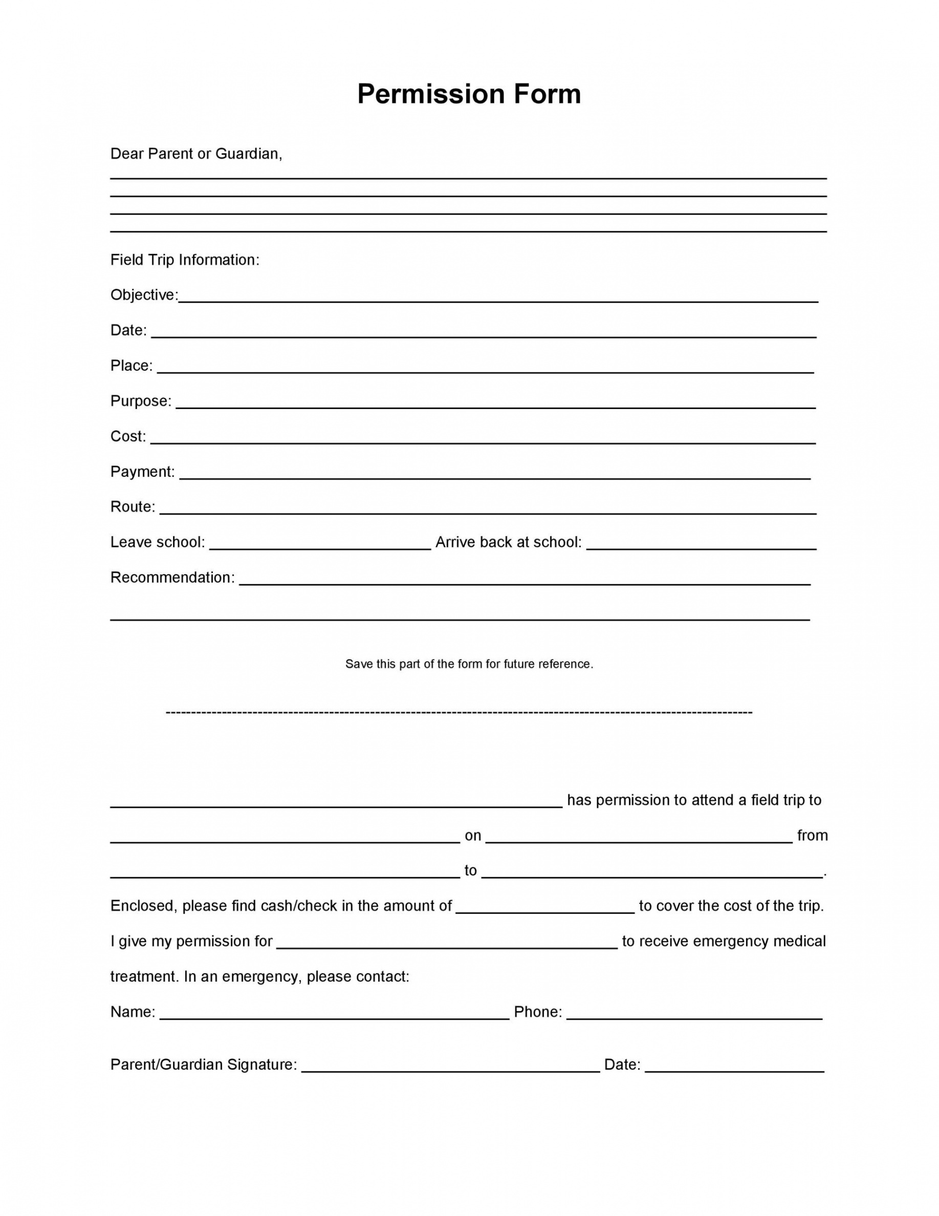 Permission Slip Templates & Field Trip Forms