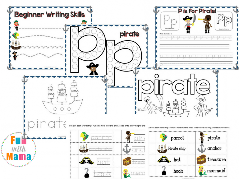 Pirate Theme Printable Preschool Pack - Fun with Mama