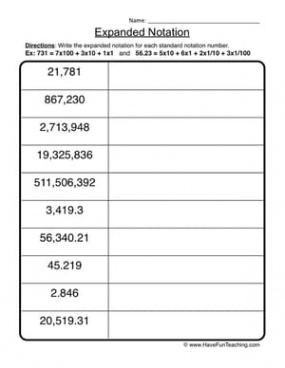 Place Value Expanded Notation Worksheet - Have Fun Teaching